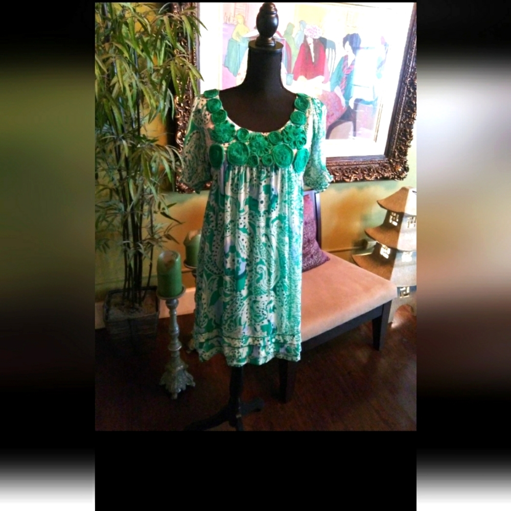 Green floral spring dress